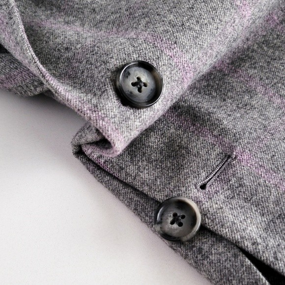 Adrian Jules Sport Coat Flannel Wool Blazer Plaid Gray Purple Mens 43 - Picture 14 of 15